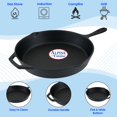 thumbnail image 6 of Alpine Cuisine Pre-seasoned Cast Iron Frypan 12-Inch - Black Cast Iron Frypan - Durable, Heavy Duty Cooking Pans - Multipurpose Use Kitchen Pans, 6 of 8