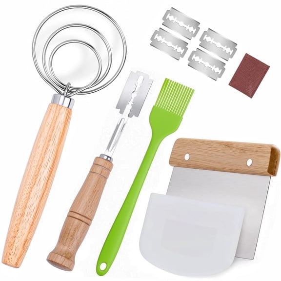 Danish Dough Whisk Set, 5 Pcs Bread Making Tools and Baking Supplies