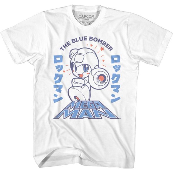 Mega Man Megaman Blue Bomber White Adult T-Shirt