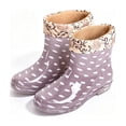 thumbnail image 5 of Womens Polka Dot PVC Waterproof Mid Calf Rain Boots, Floral Cuff Lined, Soft Warm Interior, Pull On Casual Rain Shoes for Daily Outdoor Indoor Wear Gray E, 5 of 7