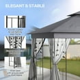 thumbnail image 5 of Outsunny 10' x 11.5' Outdoor Patio Gazebo Canopy with 2-Tier Polyester Roof, Netting, Curtain Sidewalls, and Steel Frame, Gray, 5 of 10