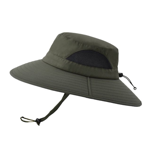 CSChome Sun Hat Wide Brim Breathable Mesh Drawstring Packable Windproof Protection Quick Drying Men Women Summer UV Fisherman Hat