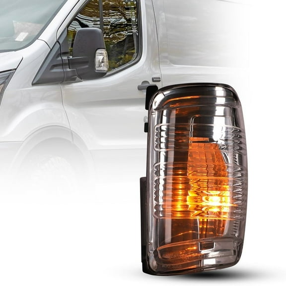 Side Mirror Marker Lights for 2015-2022 Ford Transit 150/250/350/350HD Cargo Van,Amber Turn Signal Lights,OEM Mirror Markers Lamps Replacement (Driver)