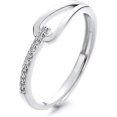 thumbnail image 1 of GFDYREE 925 Sterling Silver Ring Smooth Plain Cubic Zircon Ring Open Adjustable Rings Polished Minimalism Stackable Dainty Statement Promise Eternity Wedding Band, 1 of 7
