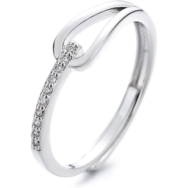 GFDYREE 925 Sterling Silver Ring Smooth Plain Cubic Zircon Ring Open Adjustable Rings Polished Minimalism Stackable Dainty Statement Promise Eternity Wedding Band