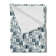 thumbnail image 2 of Scandinavian Soft Flannel Fleece Blanket, Retro Style Blue Tone Flourishing Nature Composition Checkered Squares Pattern, Cozy Plush for Indoor and Outdoor Use, 70" x 90", Multicolor, by Ambesonne, 2 of 5
