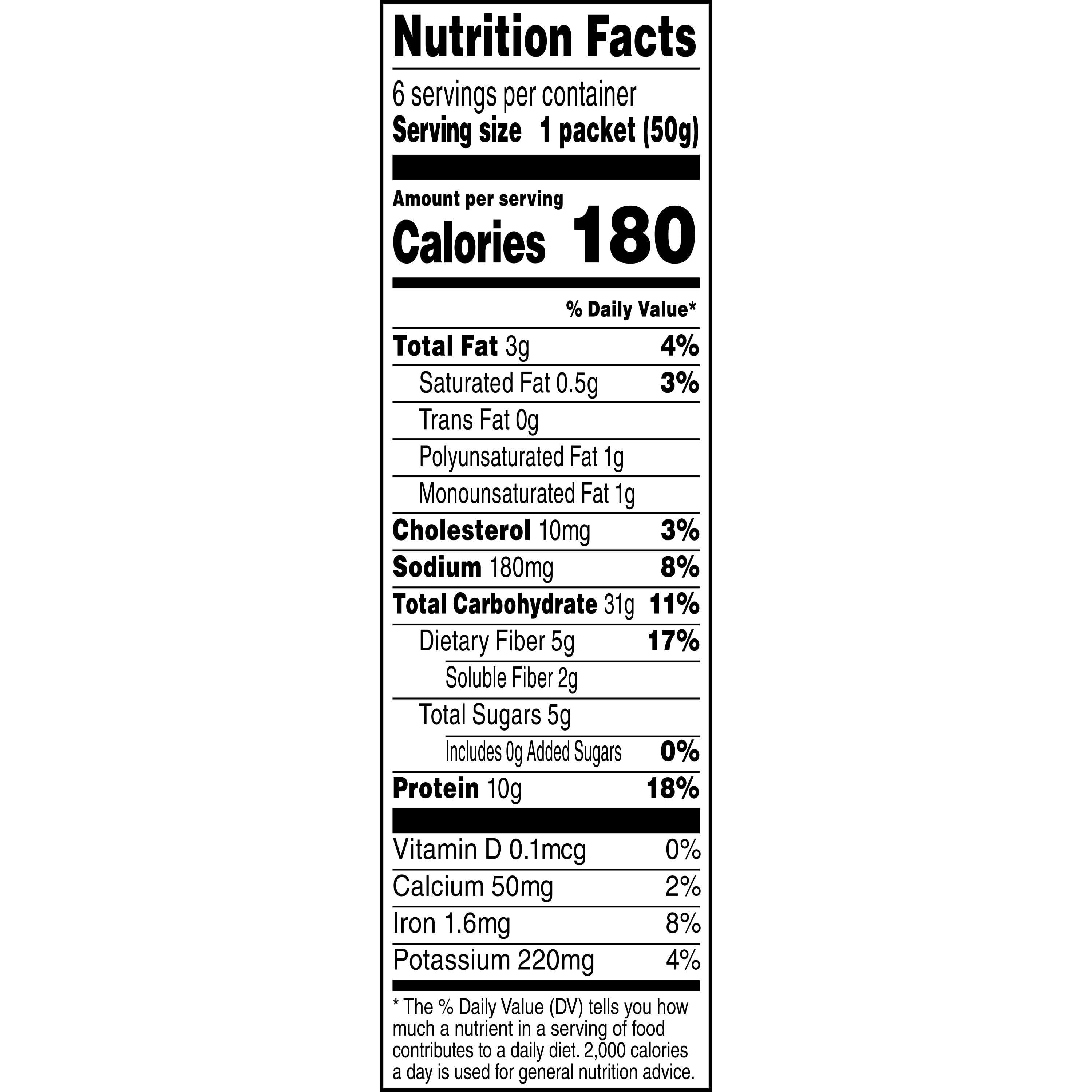(6 pack) Quaker Instant Oatmeal Protein No Added Sugar Apples & Cinnamon, 1.76 Ounce 6 Packets