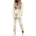 thumbnail image 3 of Atkumj Sweat Outfits for Women 2 Pieces Warm Velvet Hoodie and Elastic Waist Sweatpants Jogging Suits Casual Solid Color Womens Track Suit for Outdoor Activity XL, 3 of 9