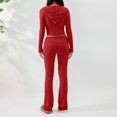 thumbnail image 5 of HOWPAY Women Sweater Set 2 Piece Solid Color Long Sleeve Knitted Hooded Sweater Top Wide Leg Pants Sweatsuits Casual Loose Fall Outfits Red S, 5 of 6