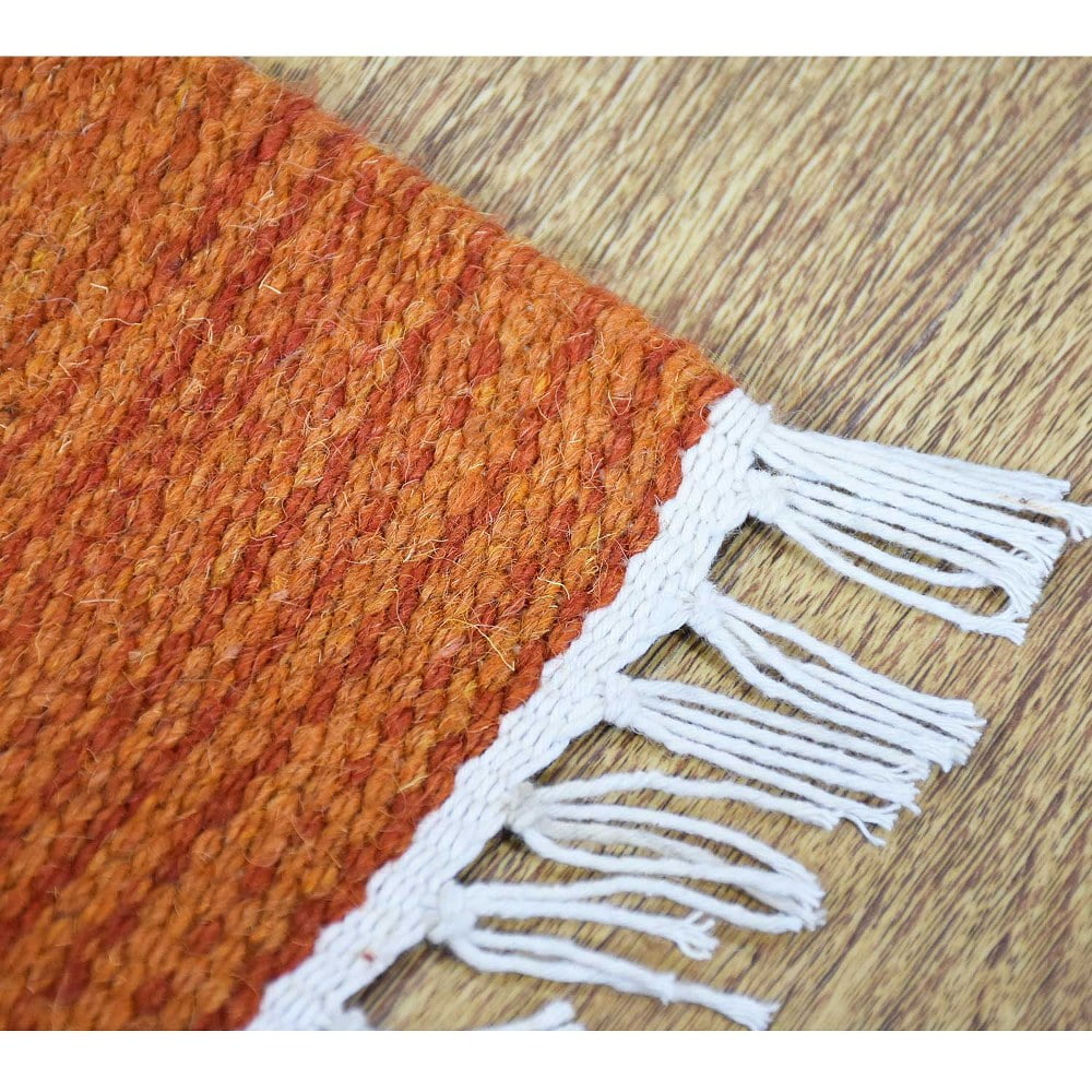 Hand Woven Flat Weave Kilim Wool 4'x6' Area Rug Solid Dark Orange BBH BBD00111 