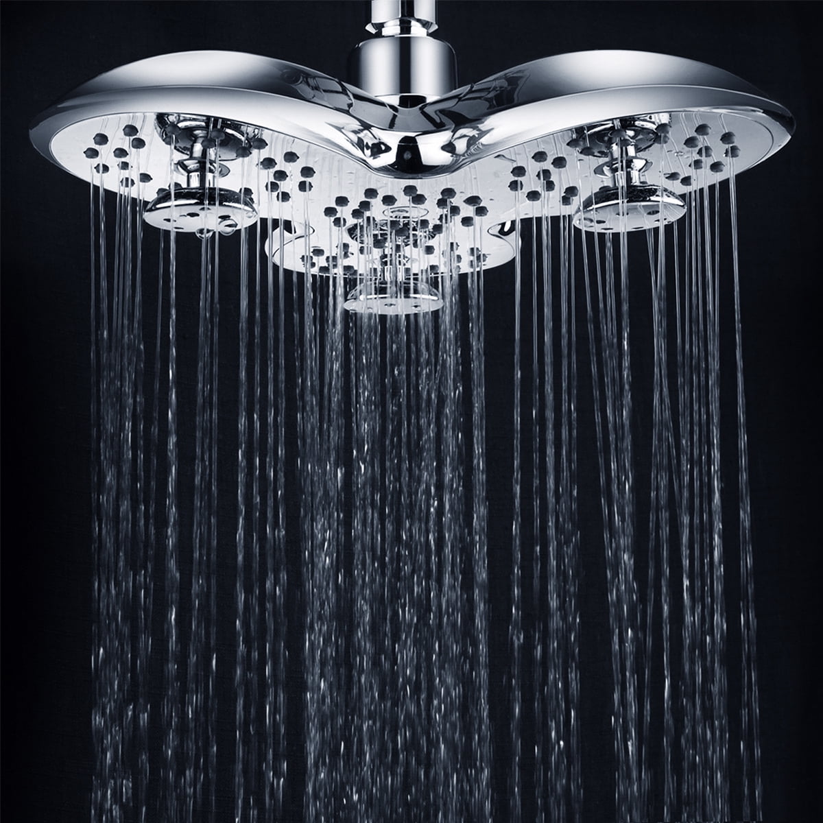 Bathroom 9.5” Rainfall Shower Head Adjustable Trident Supercharged