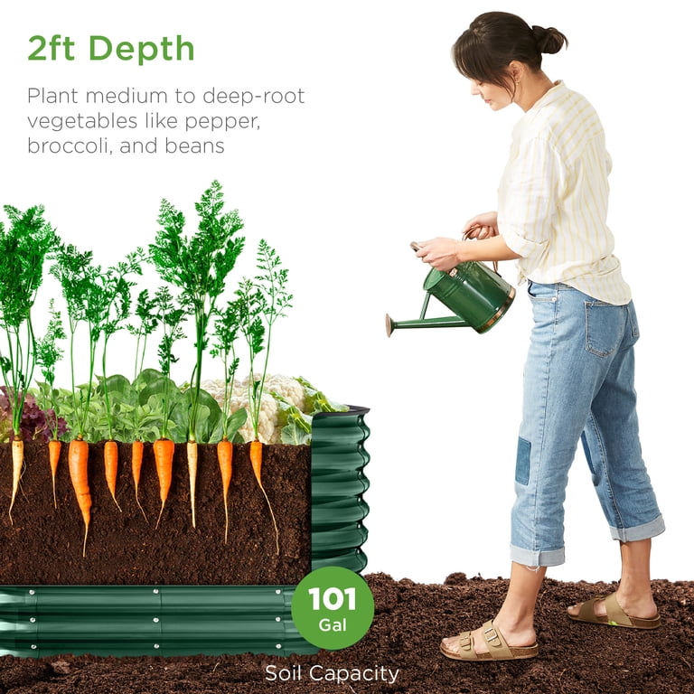 Best Choice Products Outdoor Raised Metal Oval Garden Bed 4x2x2 ft