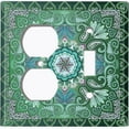 thumbnail image 4 of Metal Light Switch Plate Cover Elegant Green Mandala Flower Tile Pattern TIL063, 4 of 13