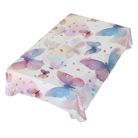 JSTEL Pink & Blue Butterfly Table Cloth Rectangle 54 x 72 Inch Tablecloth Anti Wrinkle Table Cover for Dining Kitchen Parties