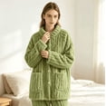thumbnail image 4 of APEXFWDT Women's Flannel Bed Jacket Loungewear Coat Fleece Warm Winter Button-Down Sleep Jacket with Pockets,XL,Green, 4 of 6