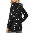 thumbnail image 3 of LUXUR Ladies Sweatshirt Stars Print Pullover Drawstring Hoodies Loose Fit Hooded Tops Long Sleeve Black 5XL, 3 of 7