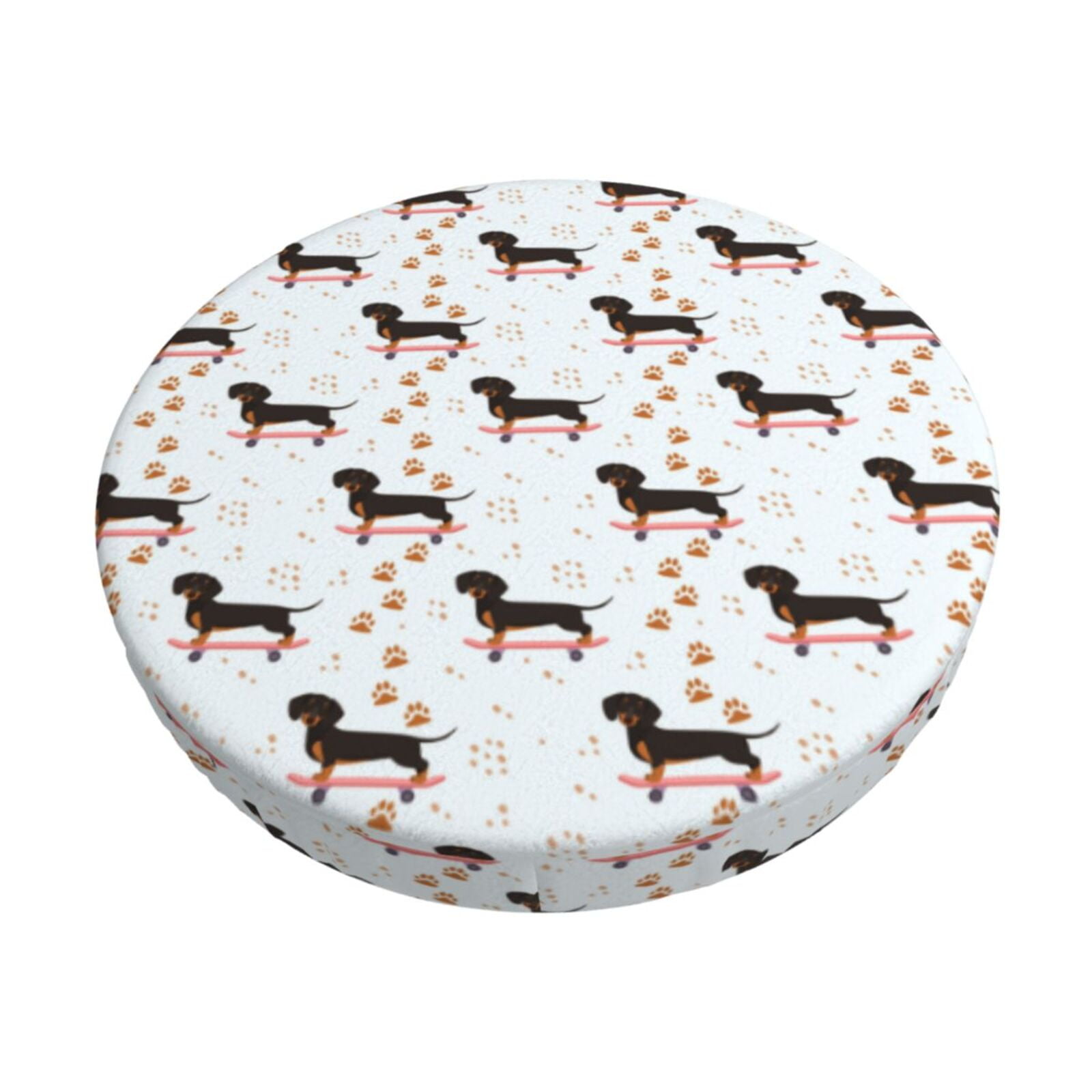 Easygdp Dachshund On A Skateboard Print Easy To Install Bar Stool Covers&Stool Covers Round&Elastic Stool Cover, Barstool Covers,Washable&Bottom With Elastic Edge-13 inch