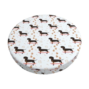 Easygdp Dachshund On A Skateboard Print Easy To Install Bar Stool Covers&Stool Covers Round&Elastic Stool Cover, Barstool Covers,Washable&Bottom With Elastic Edge-13 inch