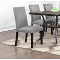 thumbnail image 2 of Contemporary Dining Room Furniture 7pc Set Rectangle Dining Table 6x Side Chairs Grey Fabric Cushion Storage Shelve Dining Table, 2 of 10