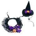thumbnail image 2 of Halloween Witch Costume for Cats – Lace Scarf + Pointed Hat Set, Adjustable Elastic Fits Kittens & Small Cats, Purple Photo Prop, 2 of 5