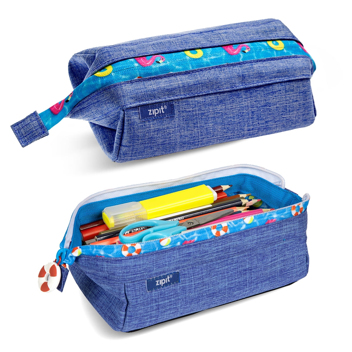 Large Capacity Pouch ZIPIT Lenny Pencil Case for Adults and Teens Wide Opening with Secure Zipper Closure Doodles Sturdy Pen Organizer 