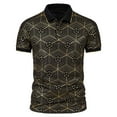 thumbnail image 1 of CEHVOM Fashion Men's Collar Top Stand Collar Print Short Sleeve Button Matching Summer, 1 of 5