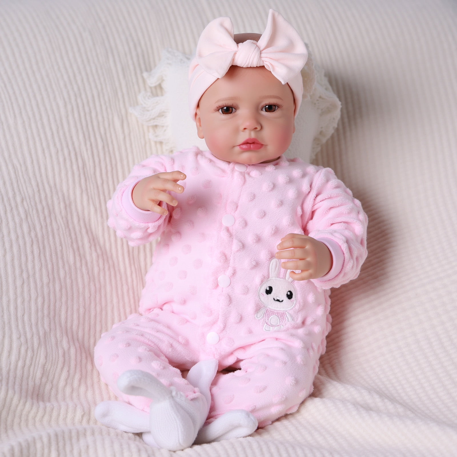 RSG Baby Dolls, 20 Inches Large Adorable Baby Doll with Cute Soft Body, Real Life Baby Dolls Girl, with Bottles & Pacifier, Diapers, Gift Idea for Ages 3+