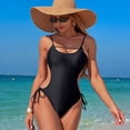 thumbnail image 2 of LYMAYTER Women's Backless Swimsuit One-piece Bathing Suit Solid Color Bathing Costume S-XL, 2 of 5