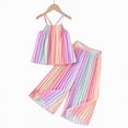 thumbnail image 5 of TOWED22 Toddler Girl Clothes 2pcs Summer Outfits Sleeveless Floral Print Camisole Wide Leg Long Pants(Multicolour,6-7 Y), 5 of 9