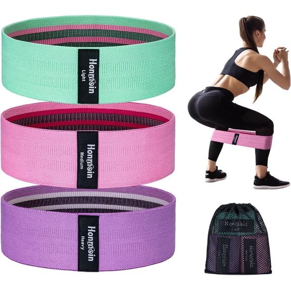 Resistance Bands for Working Out, 3 Levels Exercise Bands Workout Bands Set for Women Men, Hip Legs Booty Bands for Home Fitness, Gym, Yoga, Pilates