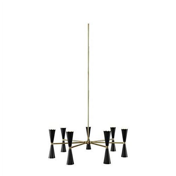 Kalco Lighting Milo 35" 7-Arm Metal Chandelier in Black/Vintage Brass