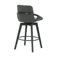 thumbnail image 4 of Baylor 26" Gray Faux Leather and Black Wood Swivel Bar Stool, 4 of 10