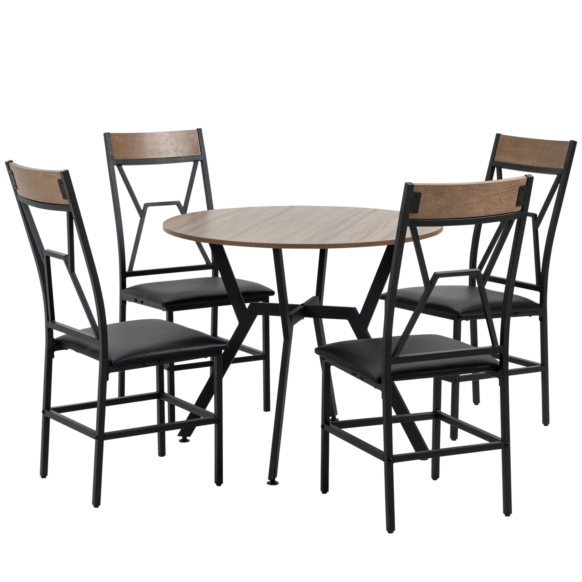 Dining Table Set Industrial Kitchen Table and Chairs Set 5 Piece