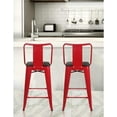 thumbnail image 4 of Leejay Red 24 inch High Back Counter Height Metal Barstool with Wood Seat,Set of 3, 4 of 5