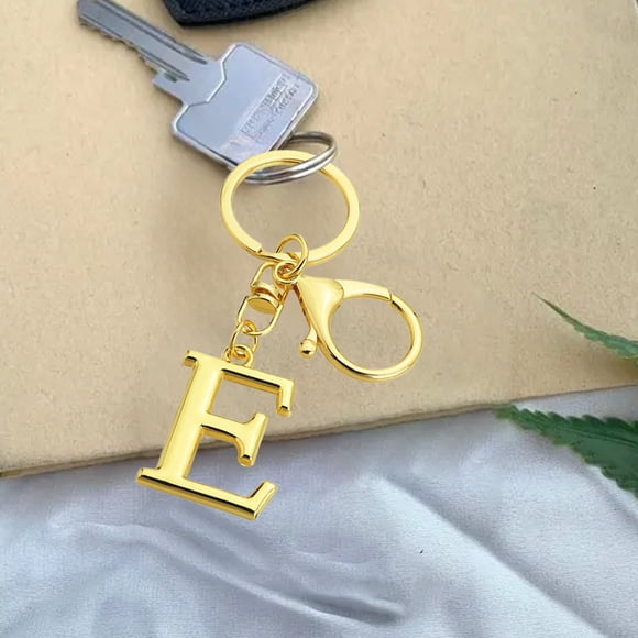 Llavero de letras doradas A–Z | Colgante inicial de aleación metálica | Accesorio Monograma Personalizado para Llaves, Bolsos y Carteras | Resistente al óxido duradero | Diseño Regalable