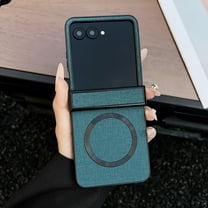 ELEHOLD Case for Motorola Razr 60 Ultra, Shockproof Case with Screen Protector,Fabric Texture Magnetic Cover,Darkblue