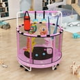 thumbnail image 3 of MOOSENG Round Kids Trampoline, Bouncing Trampoline with Safety Enclosure Net, Adjustable Height Handrail, 500lbs Capacity, Designs for Boys & Girls, 7-in-1, 55” (Pink clouds), 3 of 9