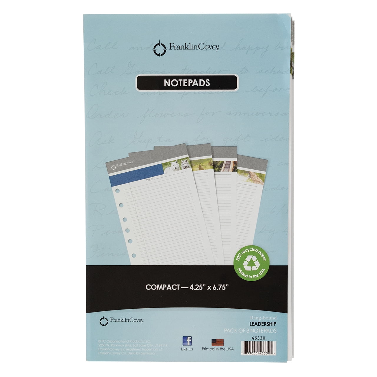 FranklinCovey Compact Leadership Portfolio Notepads - Set of 3