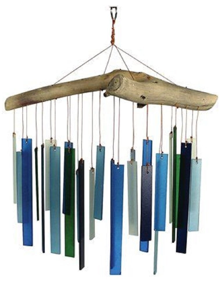 Blue Handworks Glass Fall Leaves Wind Chime 