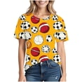 thumbnail image 3 of NSLGXD Womens T-shrits Trendy Crew Neck Short Sleeve Shirts Boho Football Graphic Tees Breathable Work T Shirts Plus Size S-5XL Yellow Tops, 3 of 8