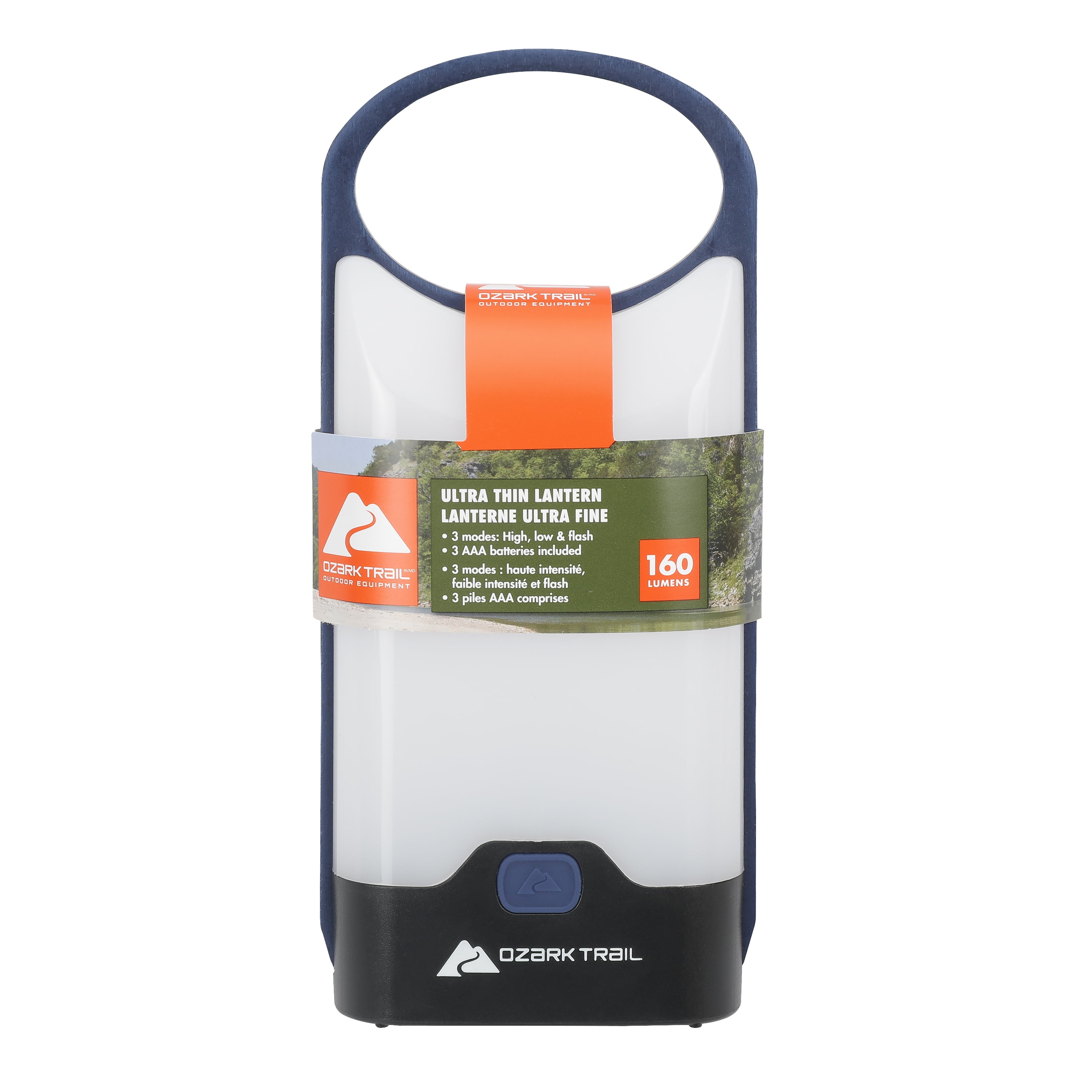Ozark Trail 160 Lumen LED Aluminum Battery Operation Thin Lantern Blue, Aluminum Thin Lantern