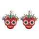 thumbnail image 1 of Pendientes llamativos con diamantes de imitación y aros de aleación para un glamour diario y un toque festivo. Pendientes con calavera roja brillante, 1 of 8