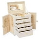 thumbnail image 1 of Homde Caja de joyería enorme de cuero sintético, organizador de relojes con espejo, collar, anillo, pendiente, estuche de regalo con cerradura (blanco + dorado), 1 of 5