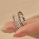 thumbnail image 3 of Anillo de bodas pequeño brillante de plata esterlina S925 para parejas, anillo de fila con diamantes de moissanita, anillo de pareja a juego para mujer, 3 of 5
