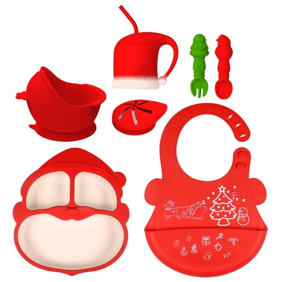 Christmas Silicone Tableware Set Children Dinner Plates Reusable Children Plate Set Silicone Material Perfect for Kids