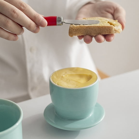 Eoperou French Butter Crock: Ceramic Jar with Sealed Lid Solid Color Design Multifunctional Storage