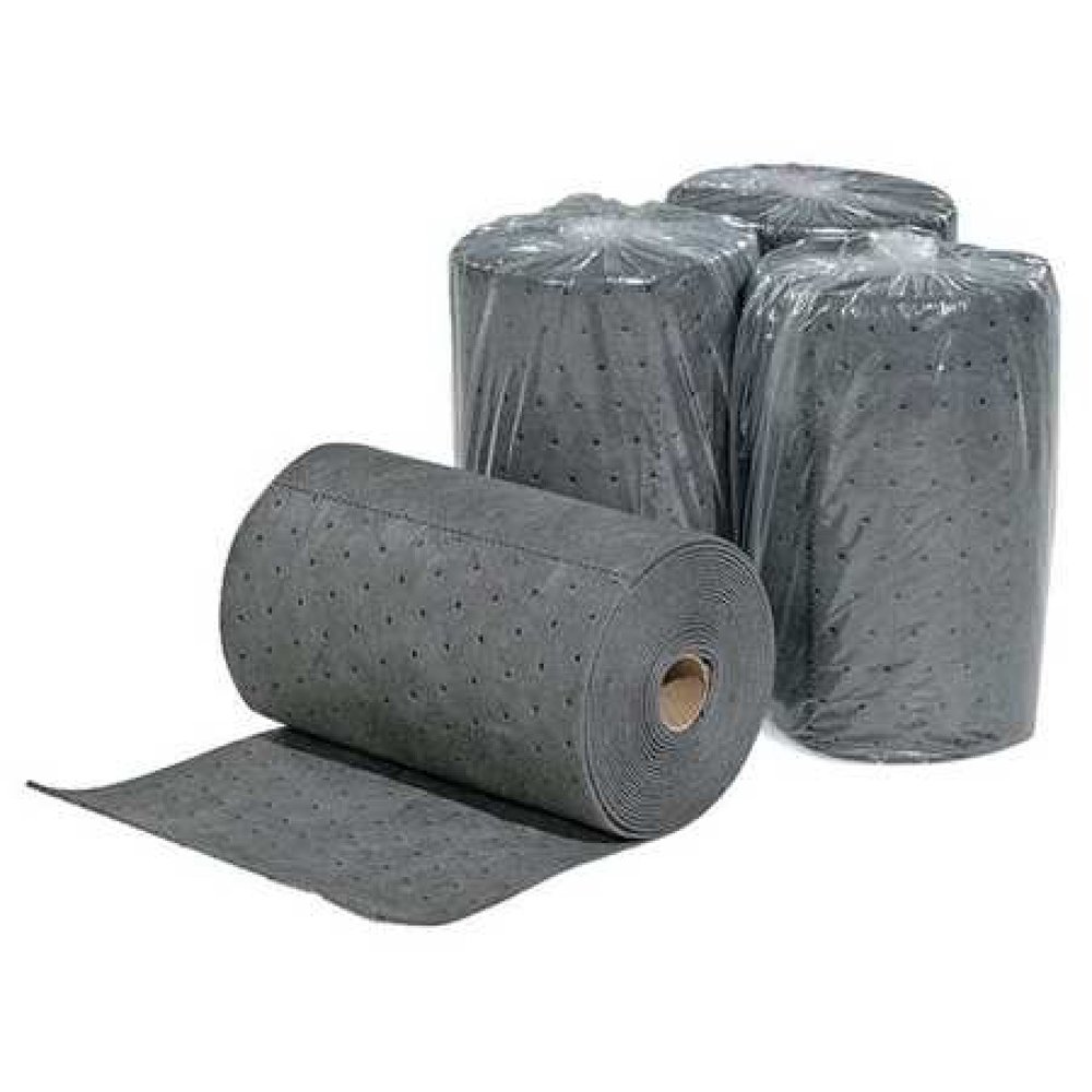 New Pig Absorbent Mat Roll - 1 Gallon Per Roll, Absorbs Oils & Water, 25' X 10", Gray (MAT193), 4 Rolls/Box