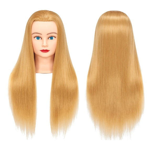 Cabeza de entrenamiento Cabeza de maniquí de 26 "" - 28 "" Maniquí de peinado Cosmetología Cabeza de muñeca Fibra sintética Cabello Peluquería Modelo de entrenamiento Abrazadera gratuita (1711W2720)