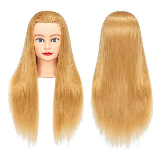 Cabeza de entrenamiento Cabeza de maniquí de 26 "" - 28 "" Maniquí de peinado Cosmetología Cabeza de muñeca Fibra sintética Cabello Peluquería Modelo de entrenamiento Abrazadera gratuita (1711W2720)