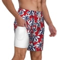 thumbnail image 3 of Picia Palm Tree Pattern on Red pattern Mens Swim Trunks with Compression Liner Stretch Beach Shorts Quick Dry with Zipper Pockets No-Chafing Board Shorts-Medium, 3 of 9